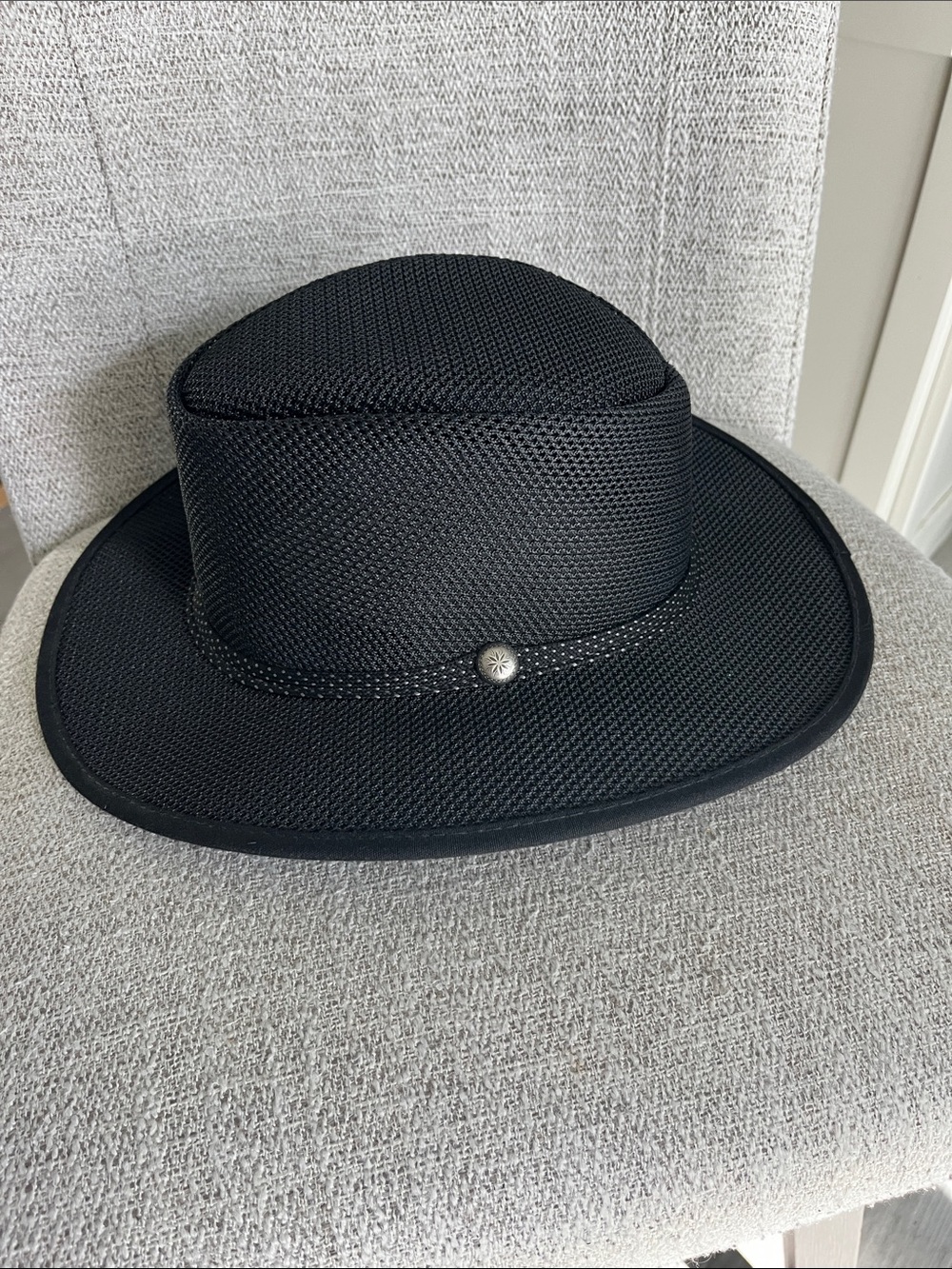 AmericanHat makers Cabana breathable mesh black sun hat wide brim lightweight XL